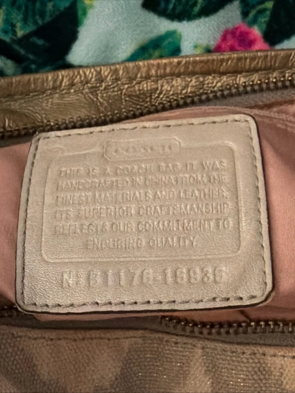Coach Beige and Gold Patterned hobo Shoulder Bag
